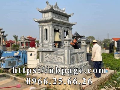 Mẫu Mộ đá đôi hai mái đẹp cho Bố Mẹ