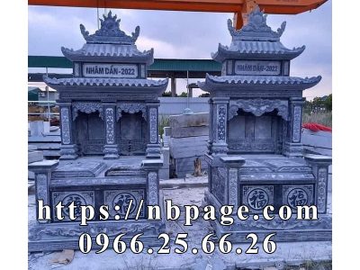 Mẫu Mộ đôi 2 mái đá xanh đen Thanh Hóa chất lượng